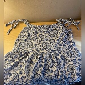 Floral Blue and White Sleeveless Top